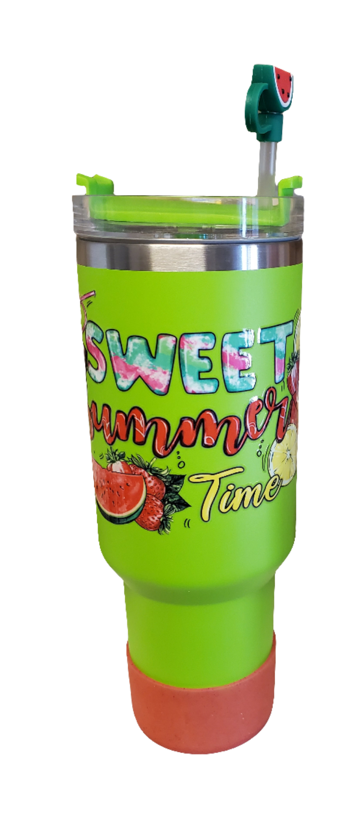 40 0z stainless steel double walled tumbler Watermelon Summer Green