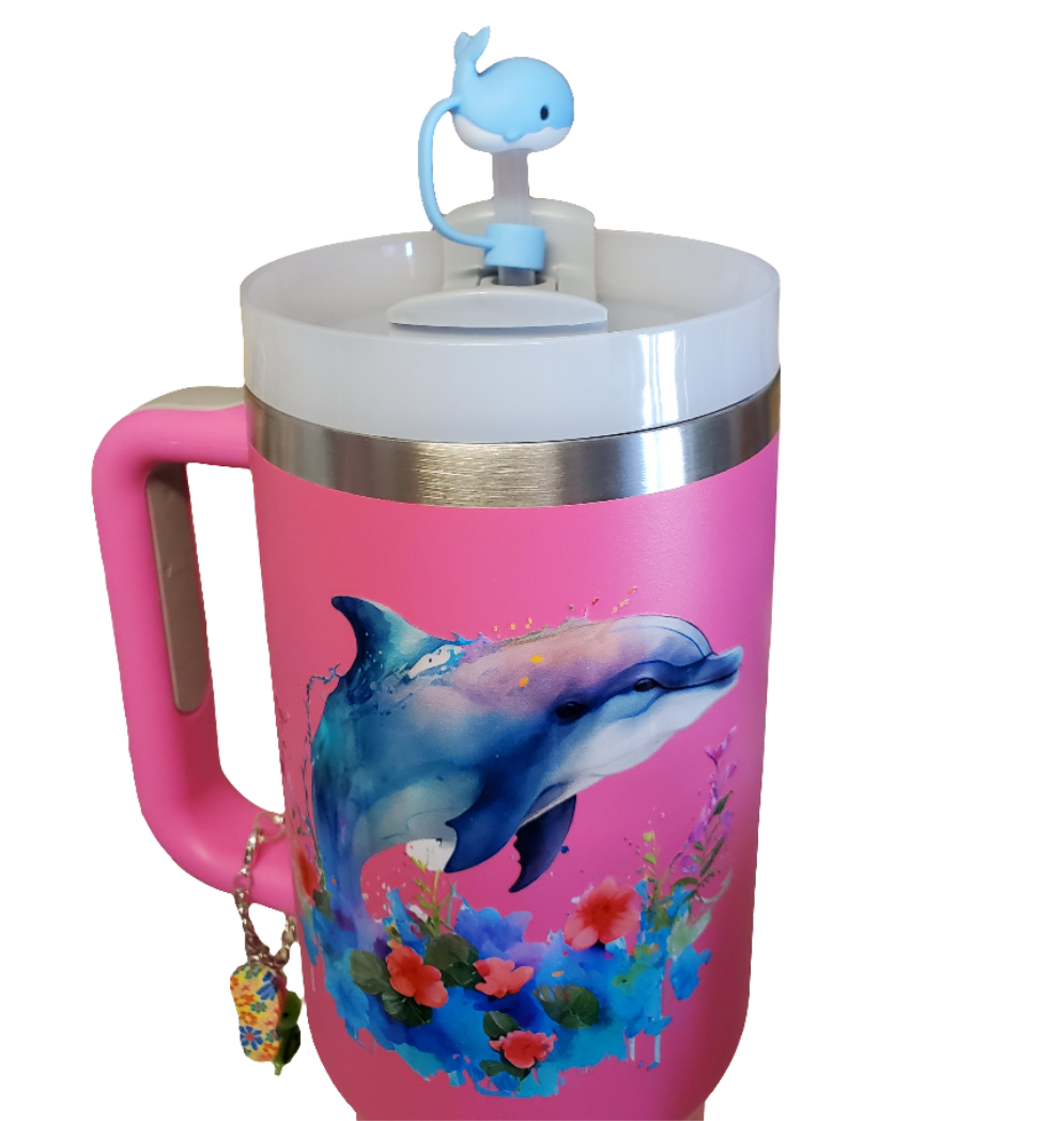 40 0z stainless steel double walled tumbler Punk Dolphin