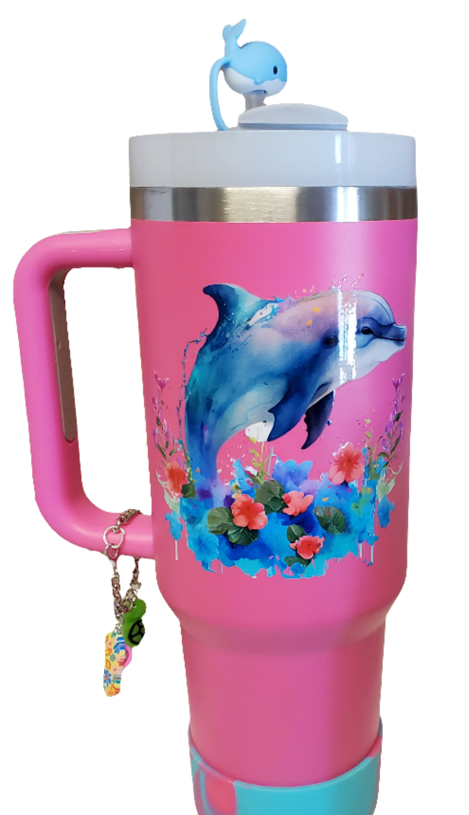 40 0z stainless steel double walled tumbler Punk Dolphin