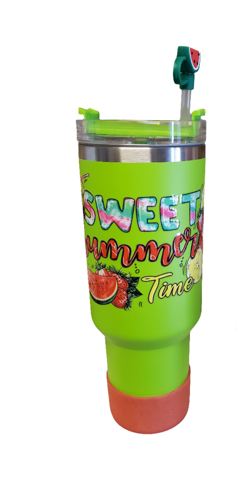 40 0z stainless steel double walled tumbler Watermelon Summer Green