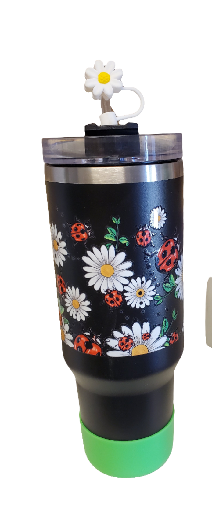 40 0z stainless steel double walled tumbler Lady Bug Black