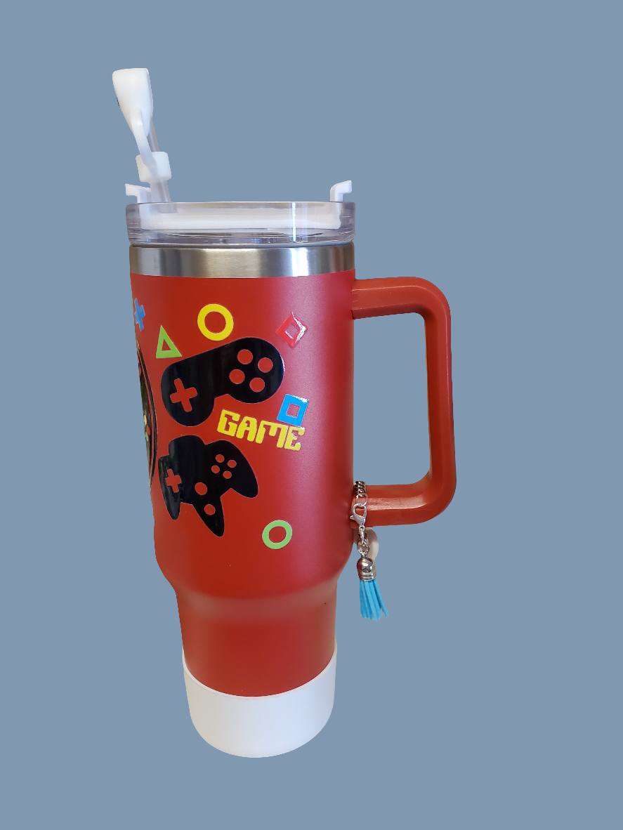 40 0z stainless steel double walled tumbler Gamer Red