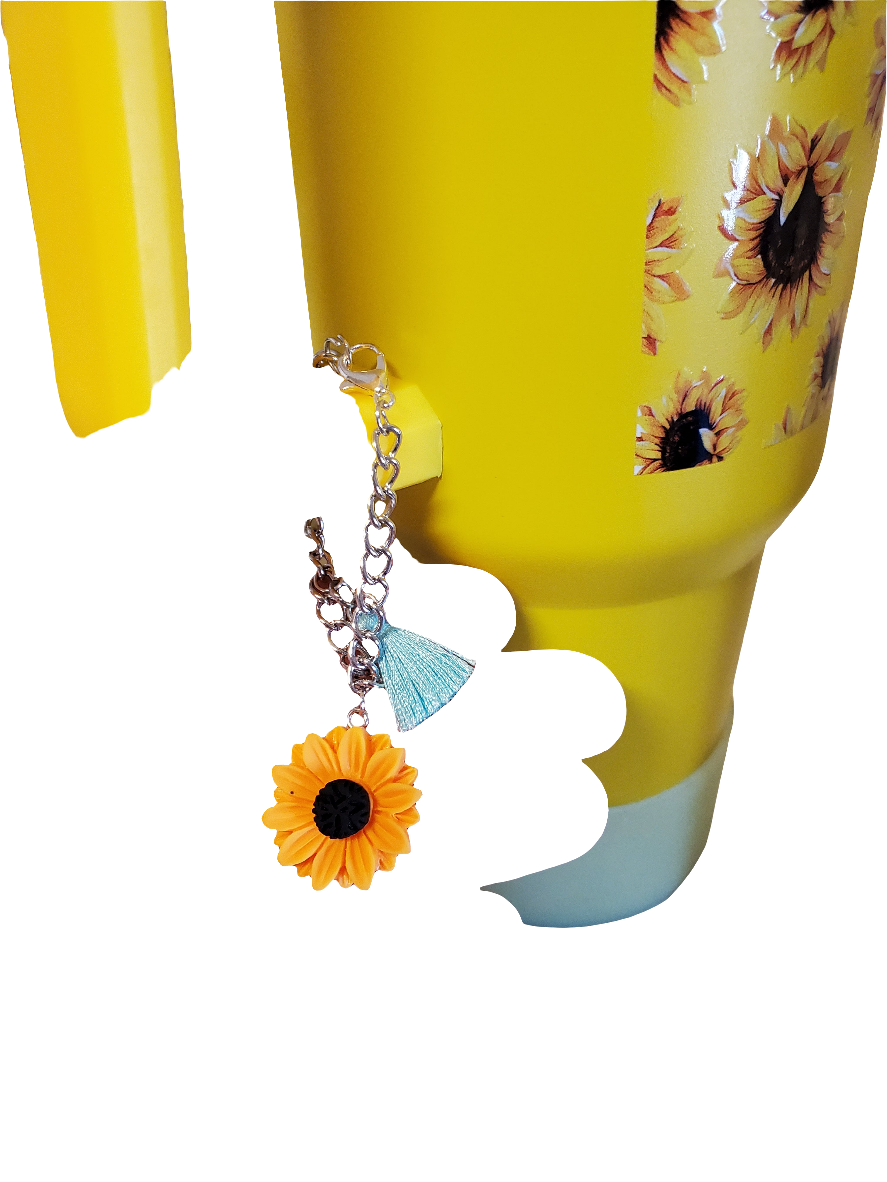 40 oz Stainless steel double walled tumbler Higland Cow Sunflower