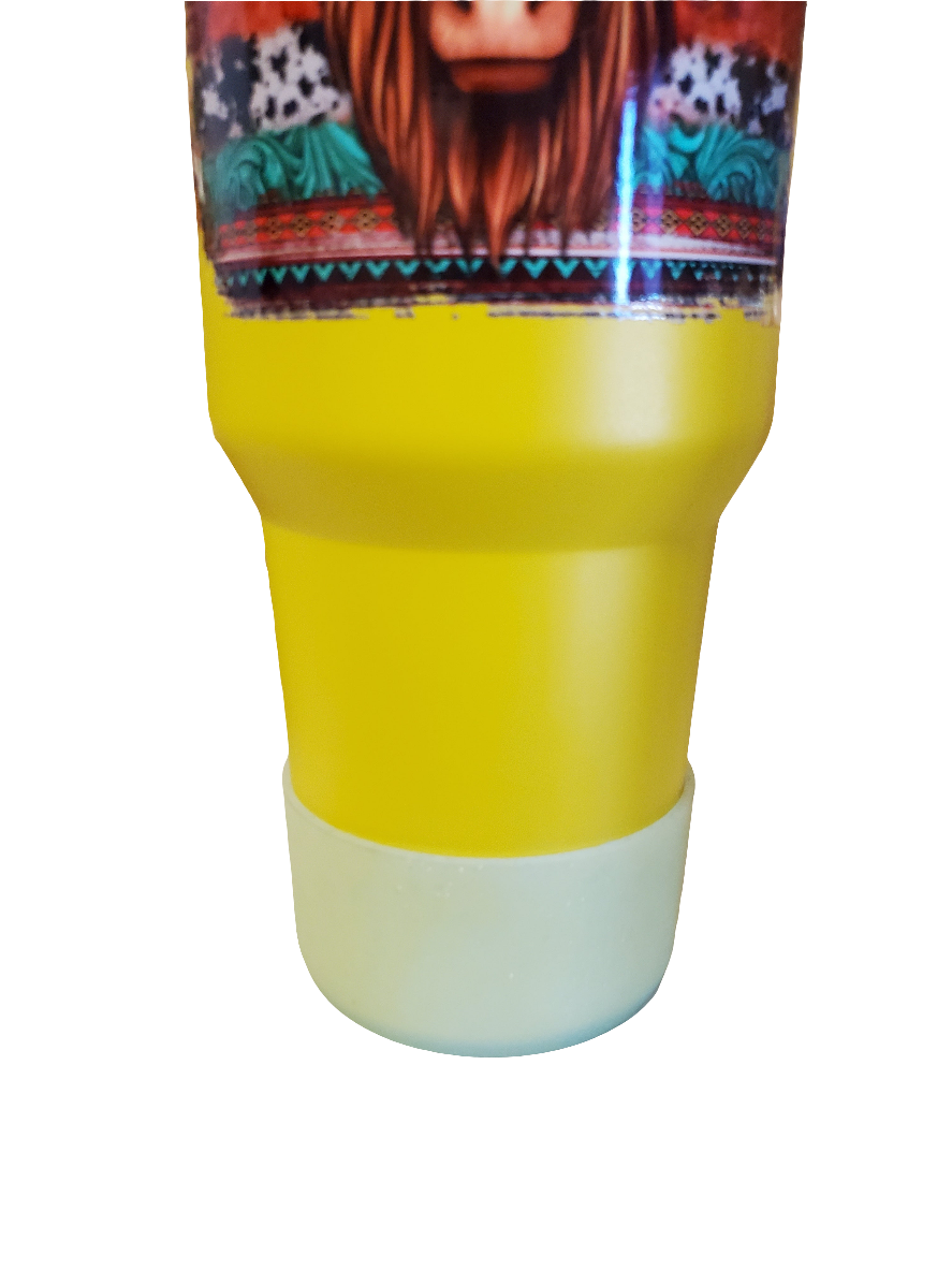 40 oz Stainless steel double walled tumbler Higland Cow Sunflower