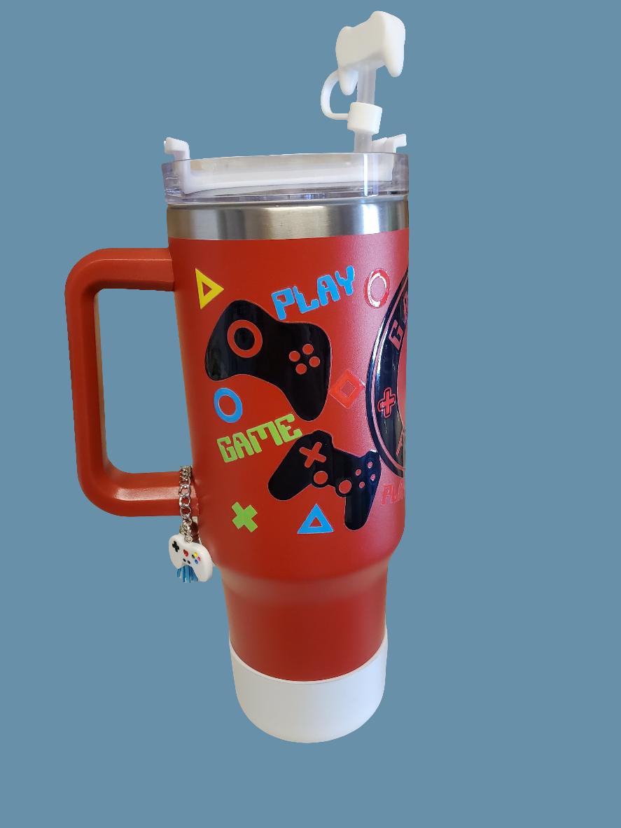 40 0z stainless steel double walled tumbler Gamer Red