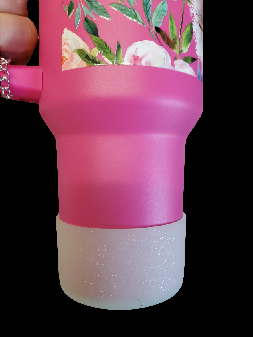 40 0z stainless steel double walled tumbler Pink Cowgirl Floral