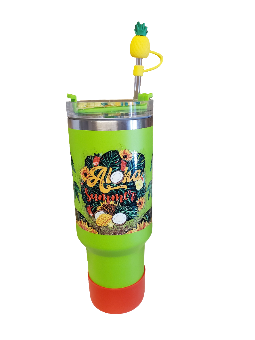 40 0z stainless steel double walled tumbler Aloha Pineapple