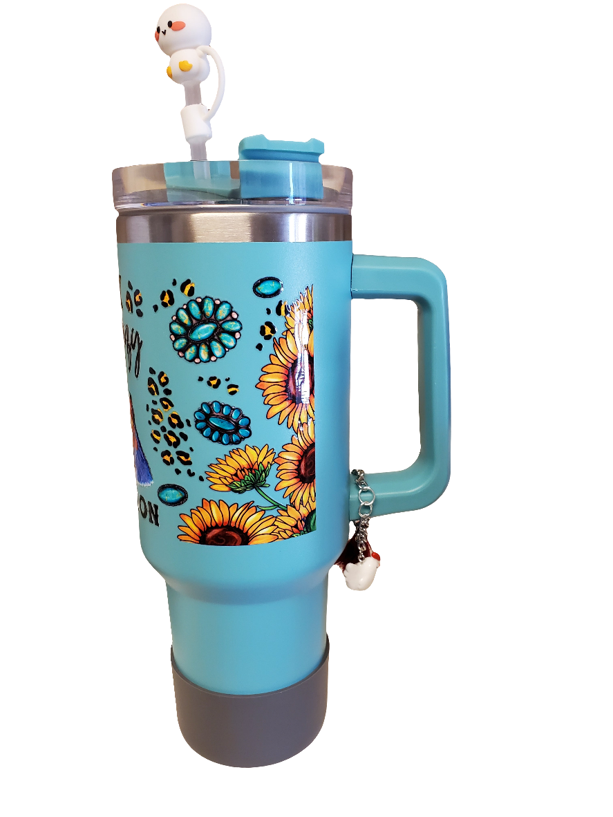 40 0z stainless steel double walled tumbler Chickens Crazy