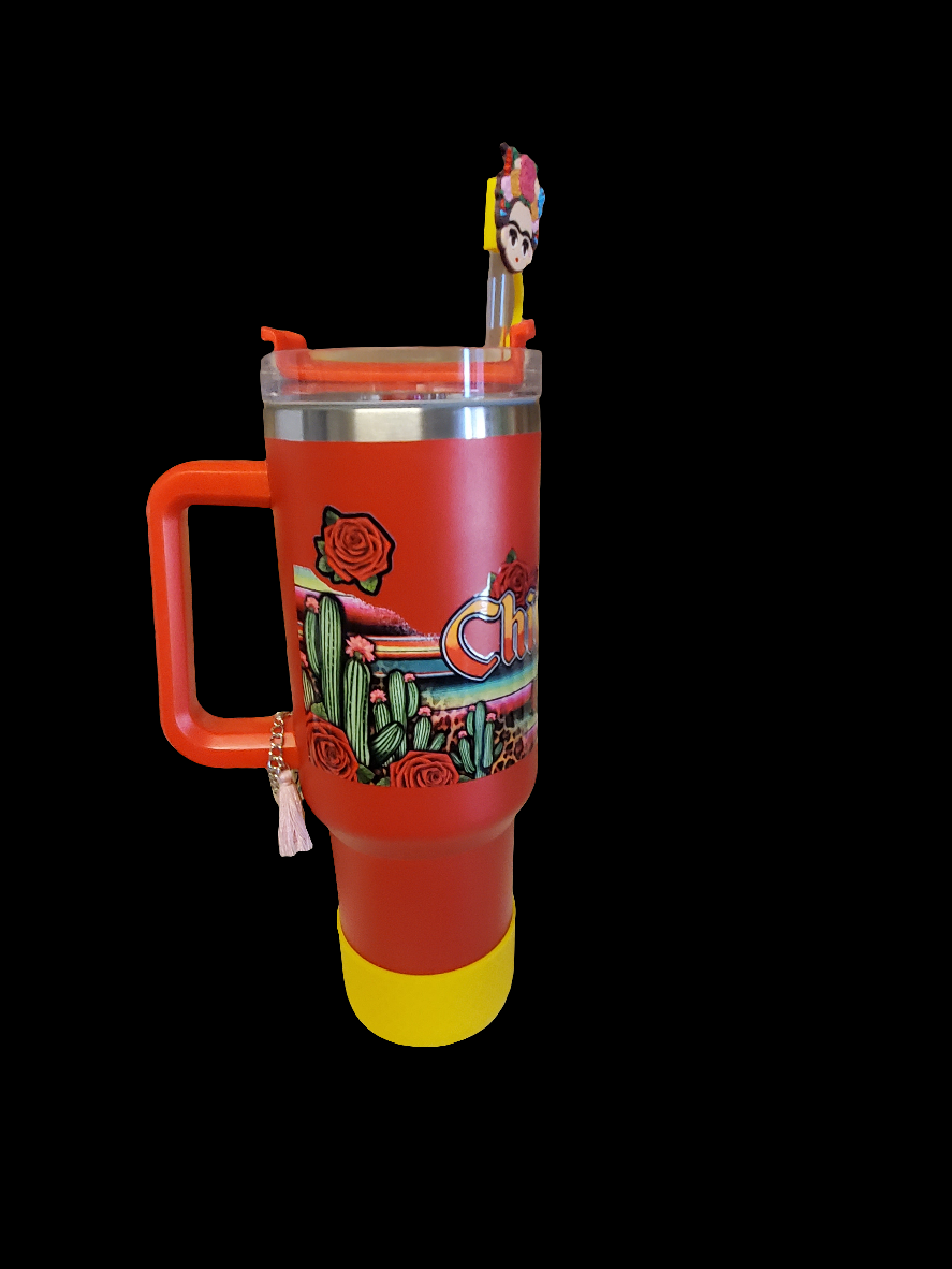 40 0z stainless steel double walled tumbler Red Chingona Hispanic