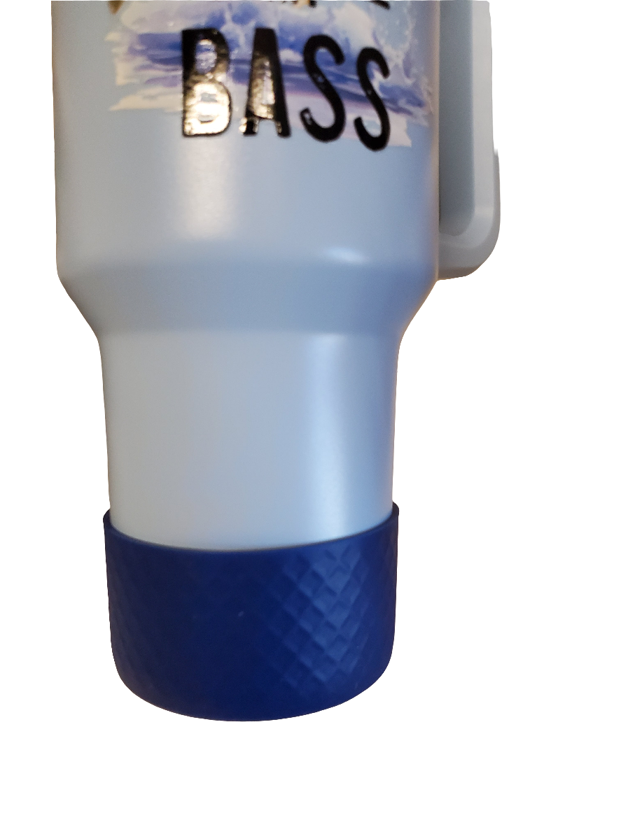 40 0z stainless steel double walled tumbler Kiss My Bass Blue