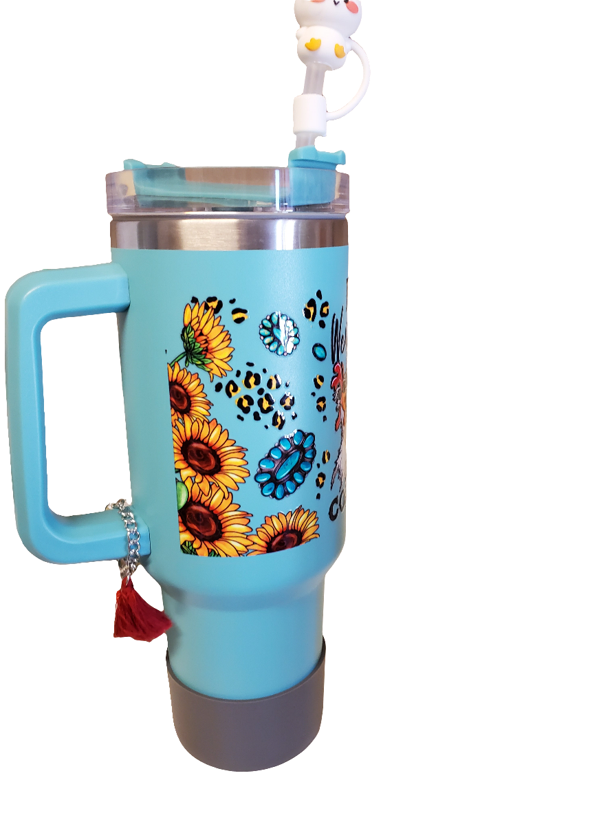 40 0z stainless steel double walled tumbler Chickens Crazy