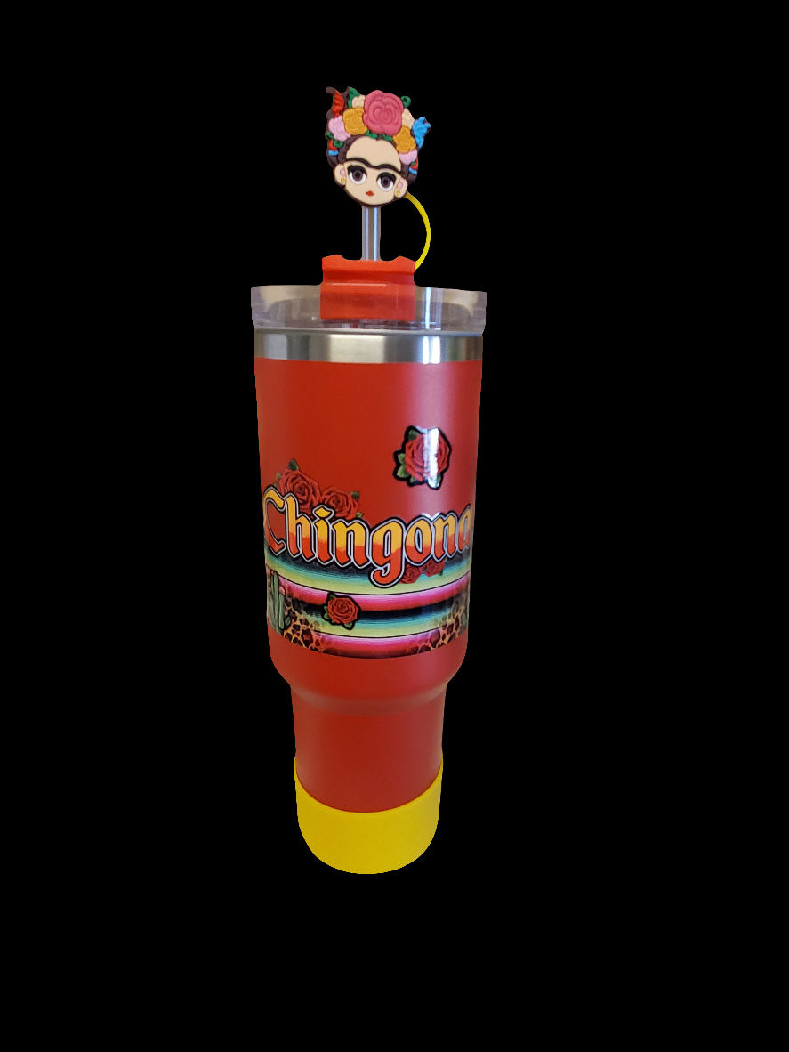 40 0z stainless steel double walled tumbler Red Chingona Hispanic