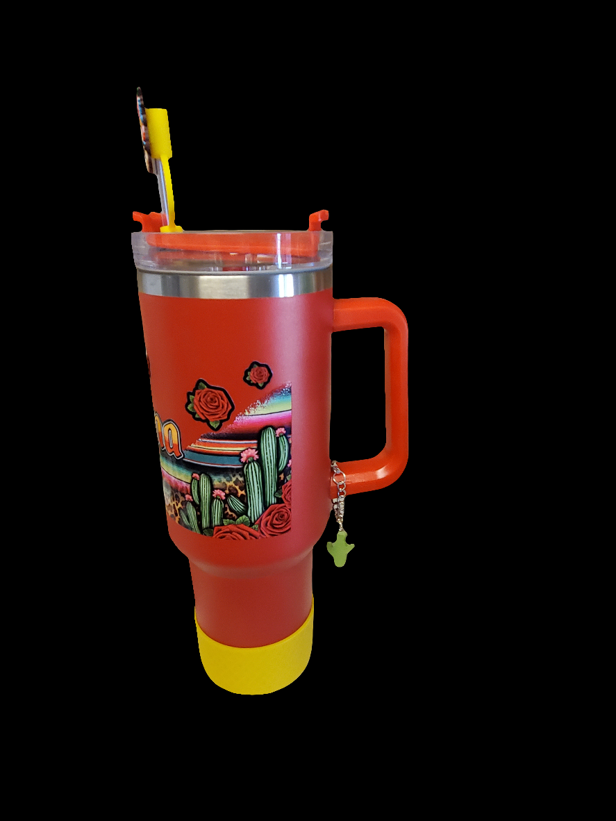 40 0z stainless steel double walled tumbler Red Chingona Hispanic