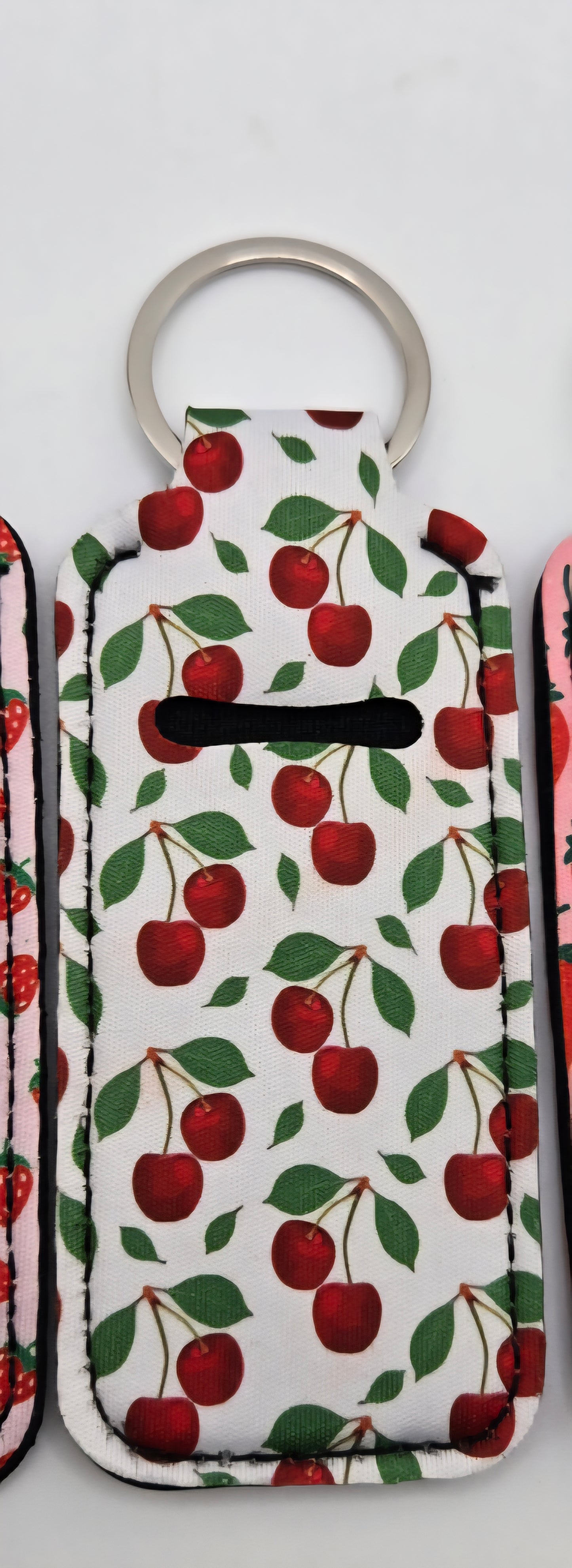 Neoprene Lip Balm Holder Strawberry Cherry