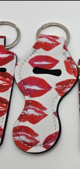 Neoprene Lip Balm Holder. Lips Hearts Cheeta