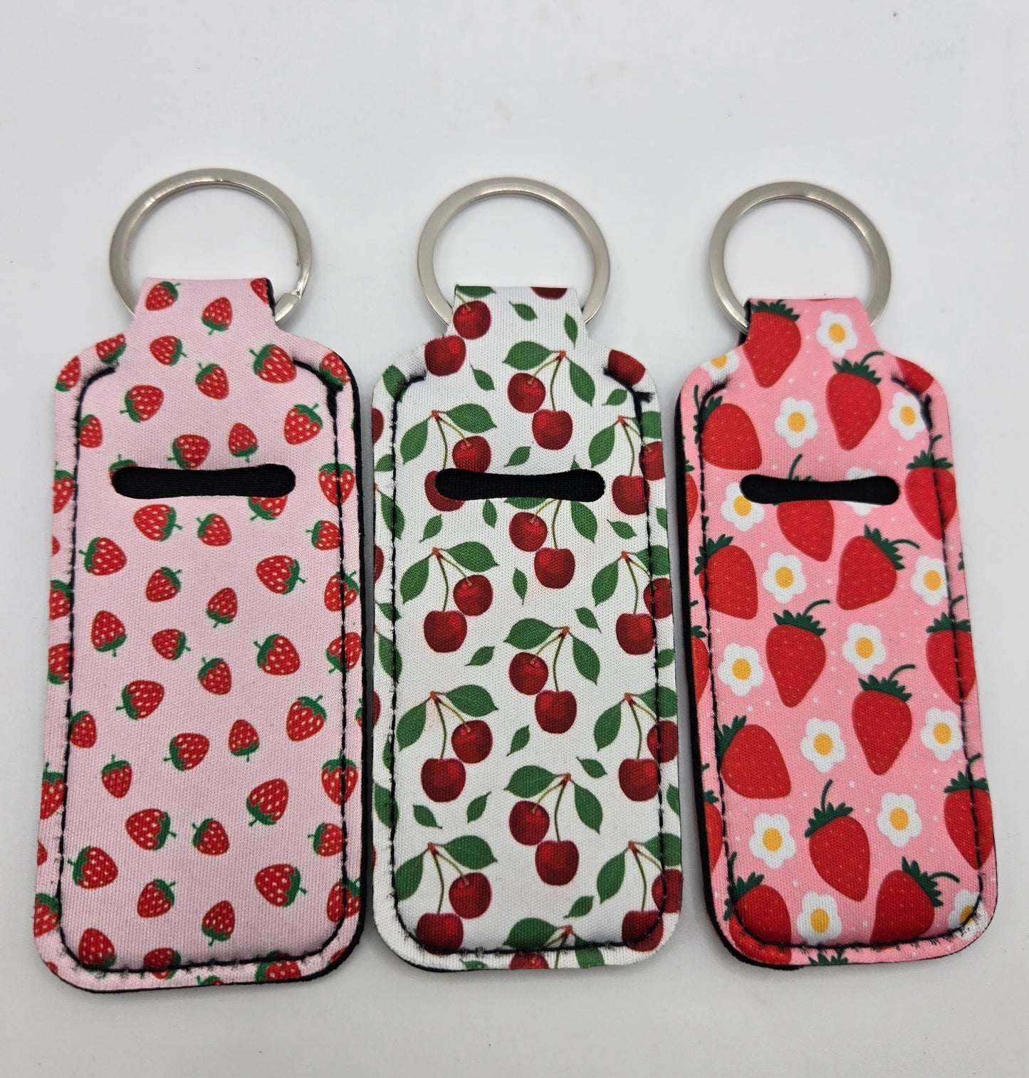Neoprene Lip Balm Holder Strawberry Cherry