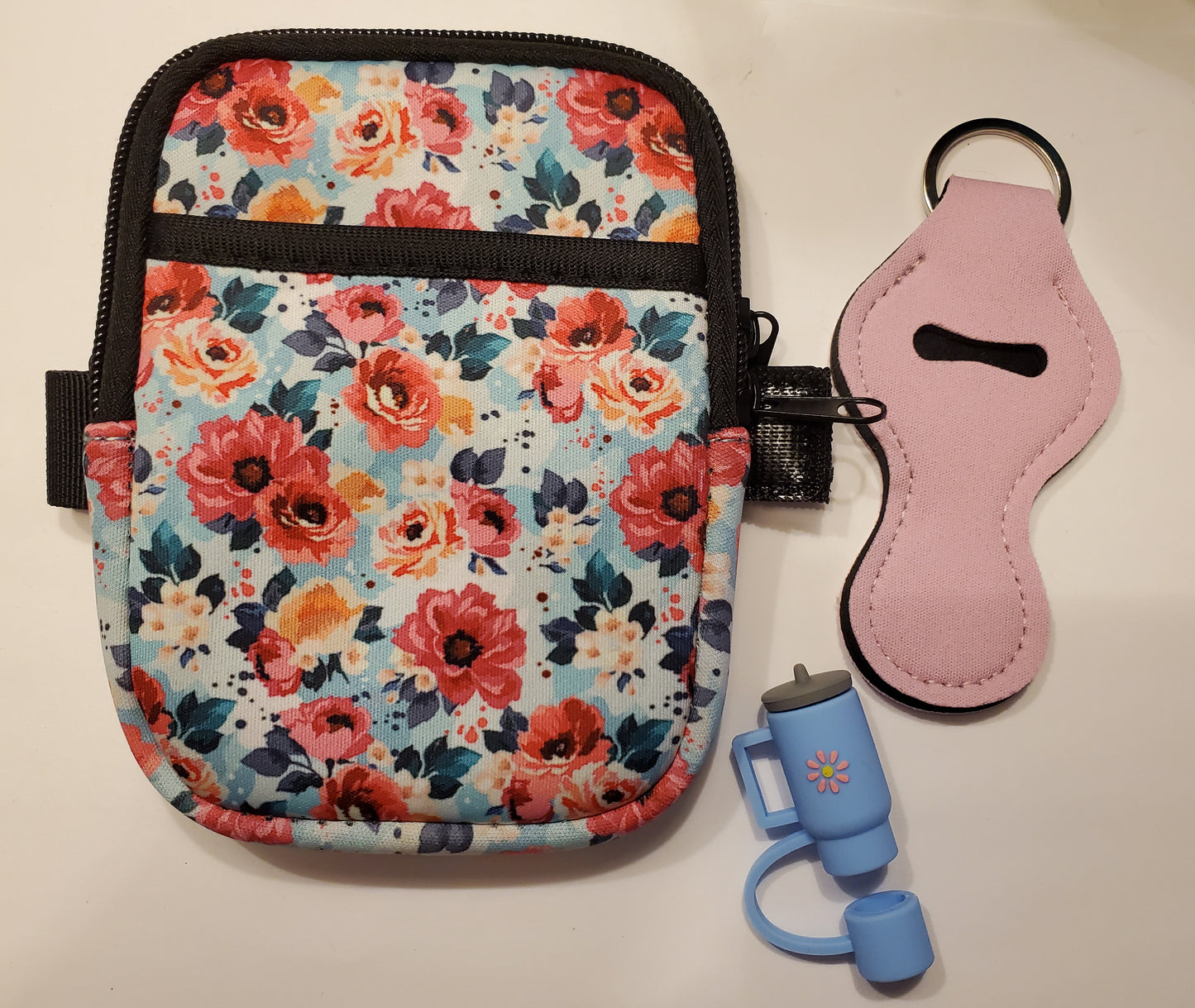 Tumbler Wallet with lip balm holder and straw topper
