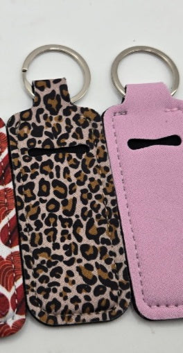 Neoprene Lip Balm Holder. Lips Hearts Cheeta