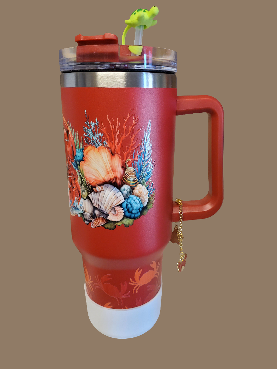40 0z stainless steel double walled Crab Red