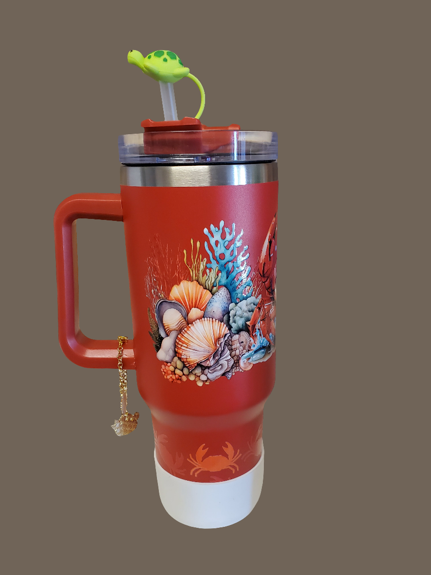 40 0z stainless steel double walled Crab Red