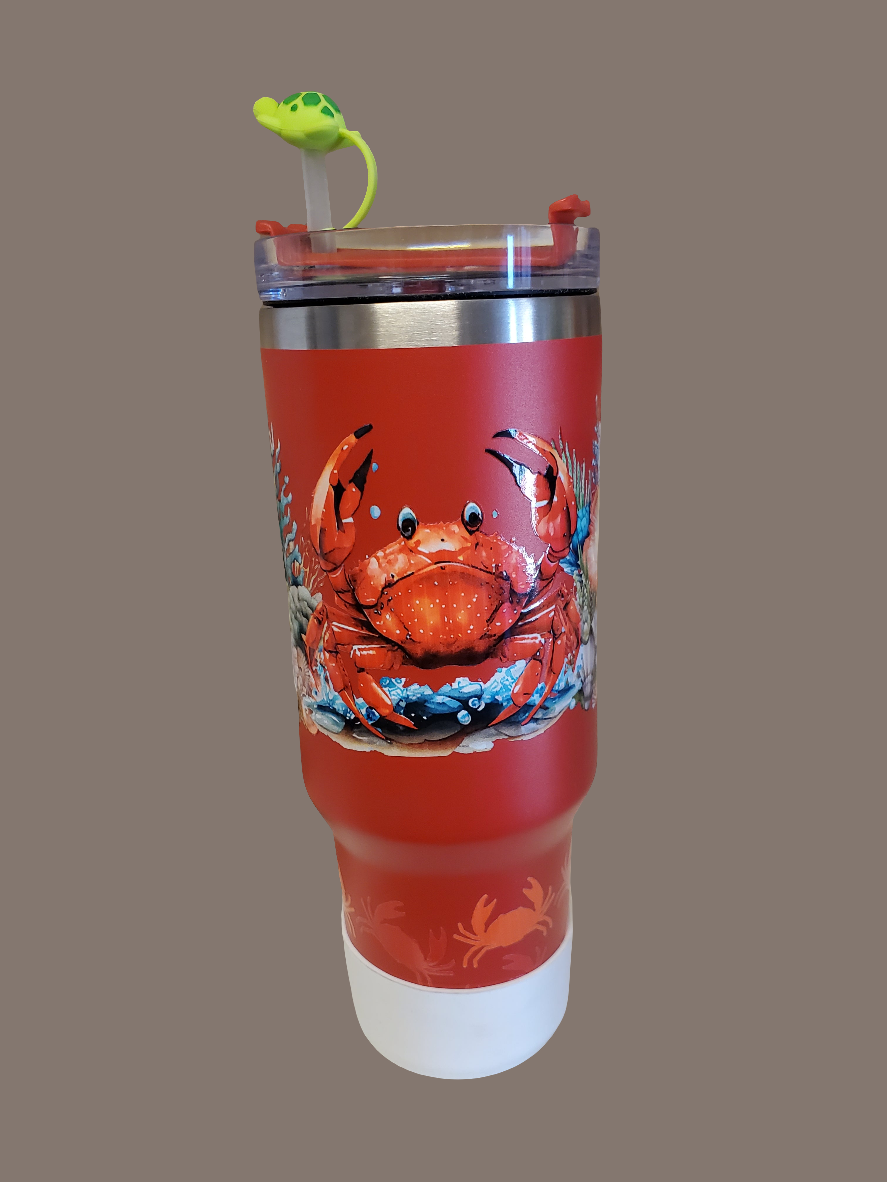 40 0z stainless steel double walled Crab Red