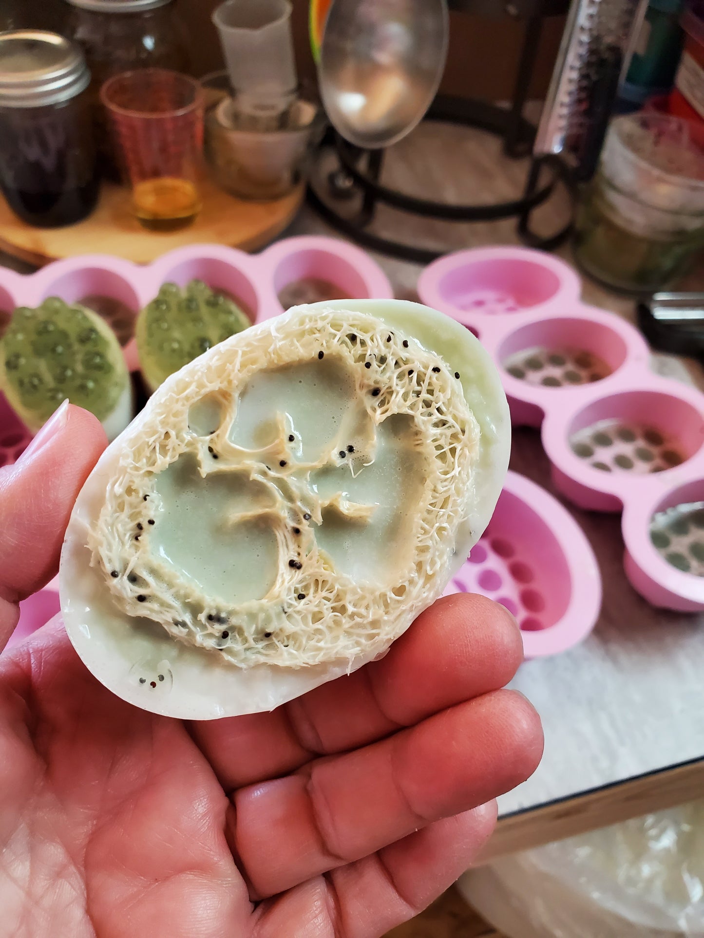 Cool Citrus Basil Loofa Soap with Poppy Seeds