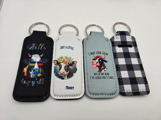 Neoprene Lip Balm Holder Cows