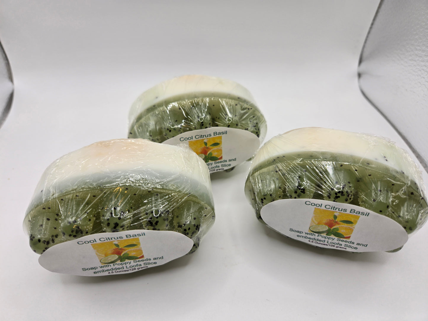 Cool Citrus Basil Loofa Soap with Poppy Seeds